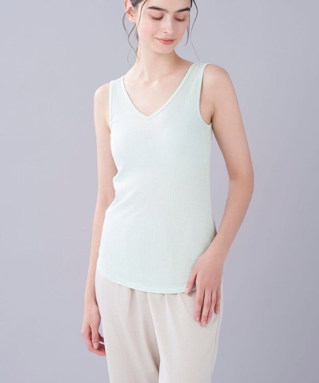 une nana cool 綿100% リブ編みコットン タンクトップ ME