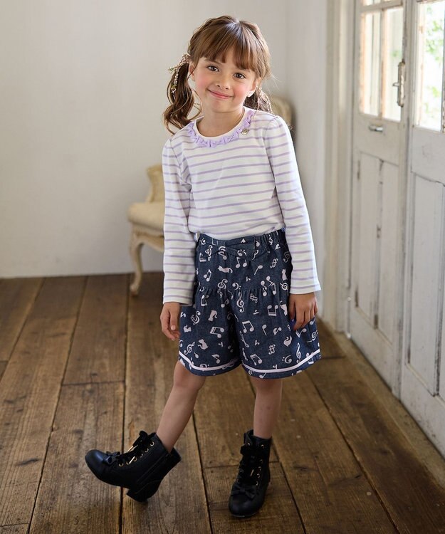 ANY KIDS 音符総柄キュロット デニム