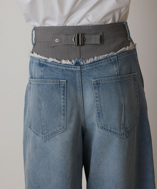 GRACE CONTINENTAL コンビデニムワイドパンツ グレー