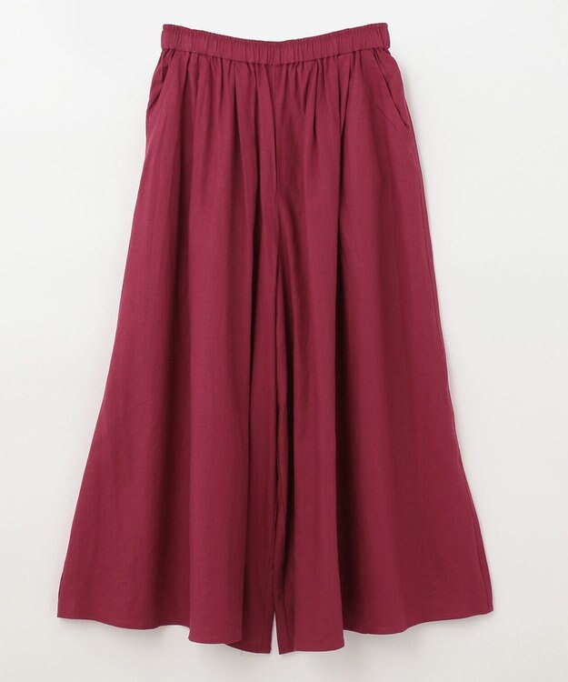 ANY 【接触冷感・UVケア】清涼リネン ガウチョパンツ バーガンディ