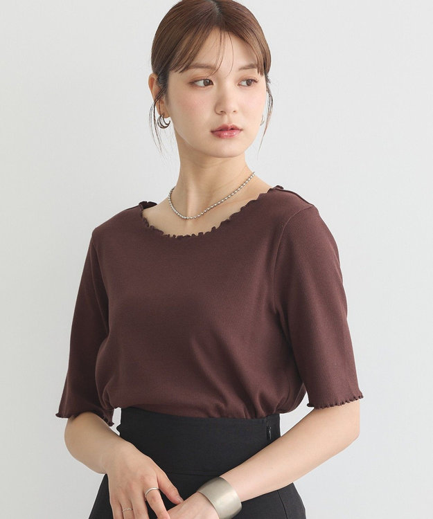 earth music&ecology リブメロープルオーバー Brown