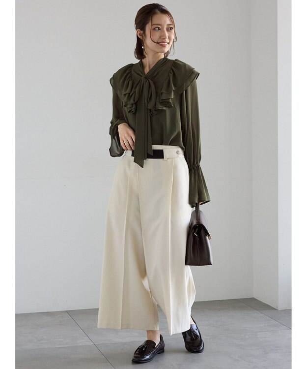 Te chichi ボウタイチュニックフリルブラウス《2025Autumn catalog vol.2 item》 カーキ