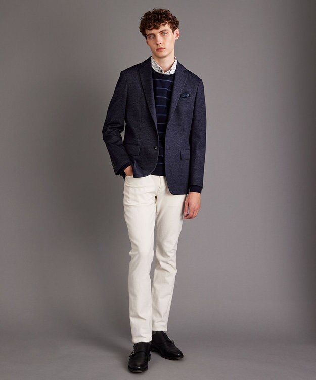 JOSEPH ABBOUD 【ストレッチ】ツィーディージャージ　ジャケット ネイビー系