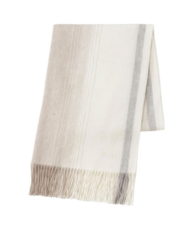 MOONBAT FURLA(フルラ）ウール100％ オンブレー カラーブロック ストール オフホワイト