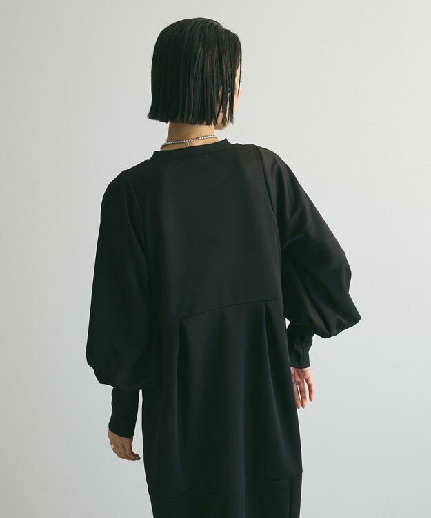 Green Parks ａ．ポンチ袖ボリュームワンピース Black