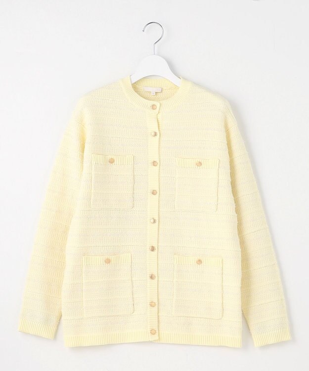 自由区 【WEB限定カラーあり・洗える】テクスチャーコットンブレンドニット アウター ライトイエロー