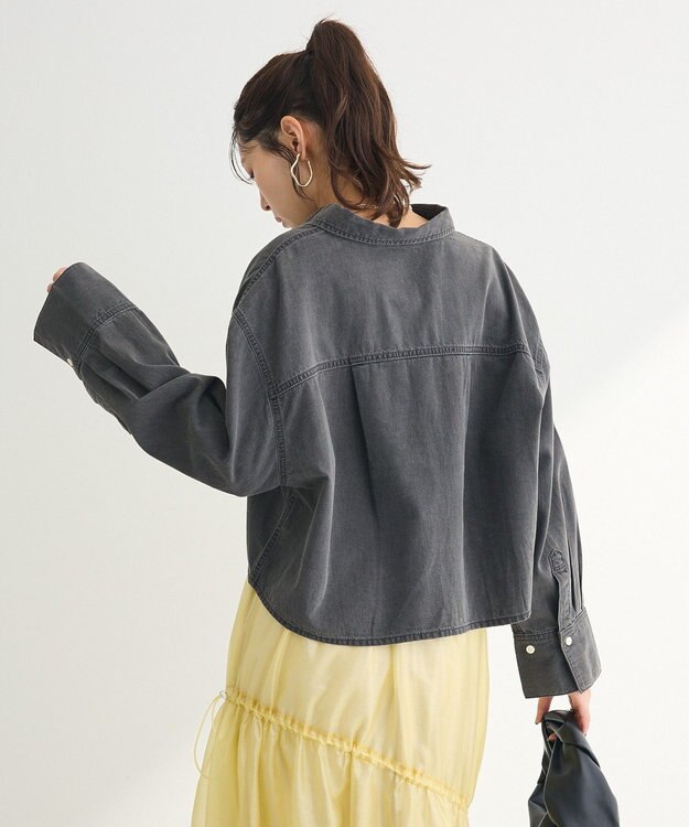 Green Parks ショート丈デニムシャツ Black