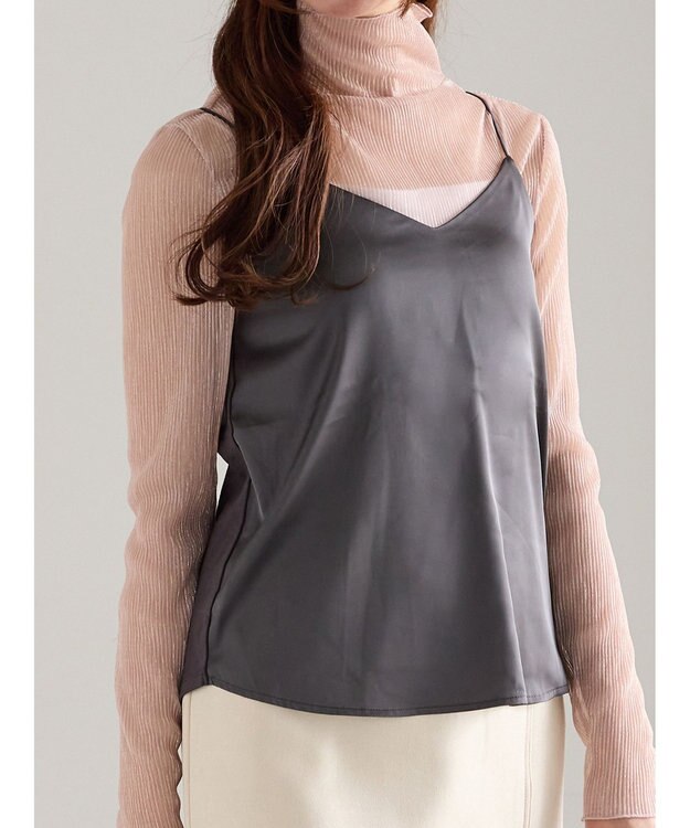 Te chichi 前後2WAYサテン&スムースキャミソール チャコールグレー