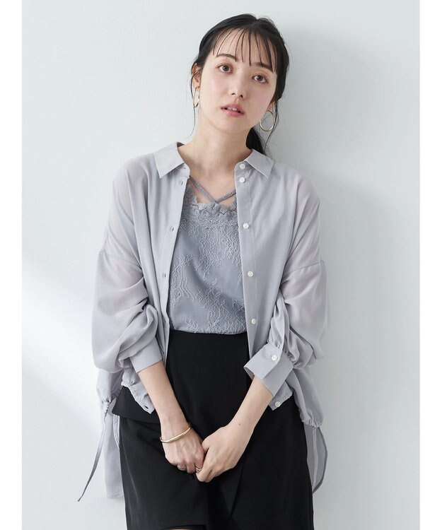 earth music&ecology シアードロストシャツ Light Gray