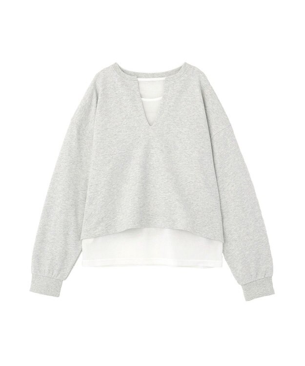 Green Parks ＳＥＴ２点　深Ｖネック裏毛＋プルオーバー Gray Mixture