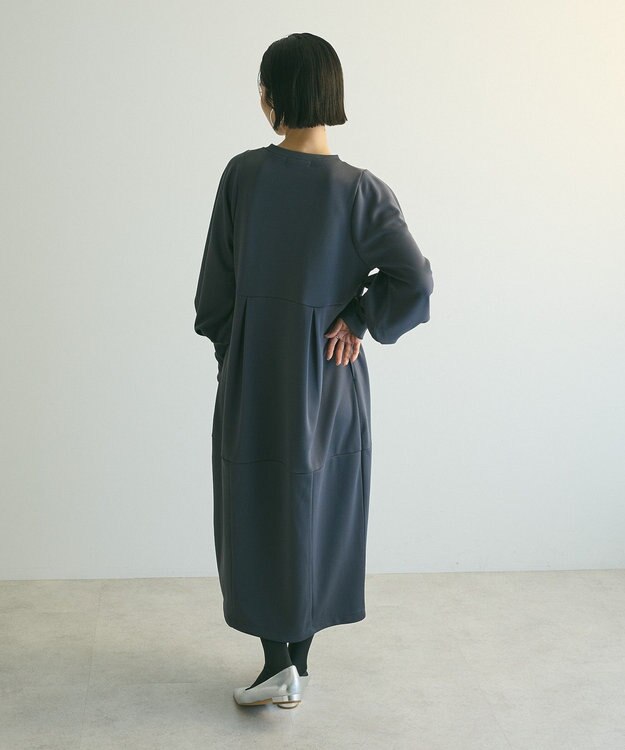 Green Parks ａ．ポンチ袖ボリュームワンピース Charcoal Gray