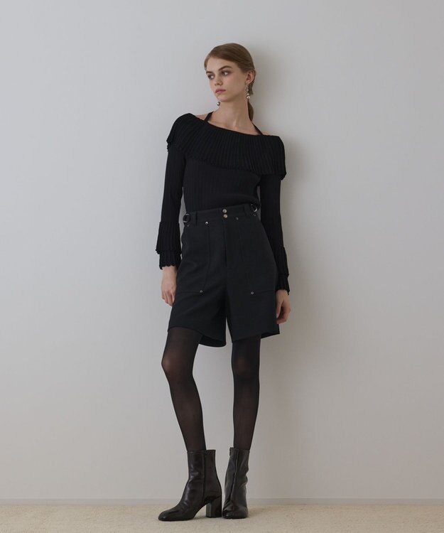 GRACE CONTINENTAL ツイーディーハーフパンツ ブラック