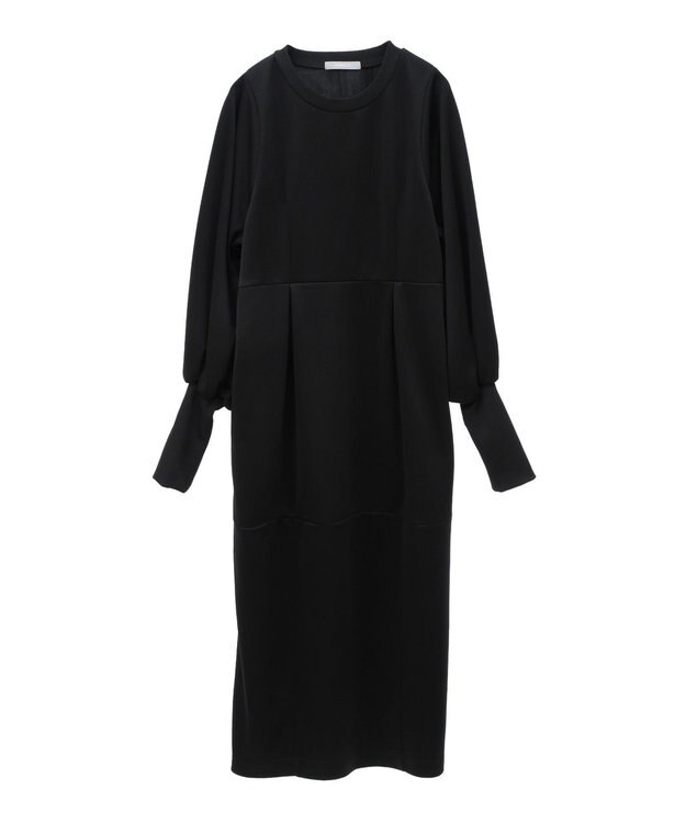 Green Parks ａ．ポンチ袖ボリュームワンピース Black