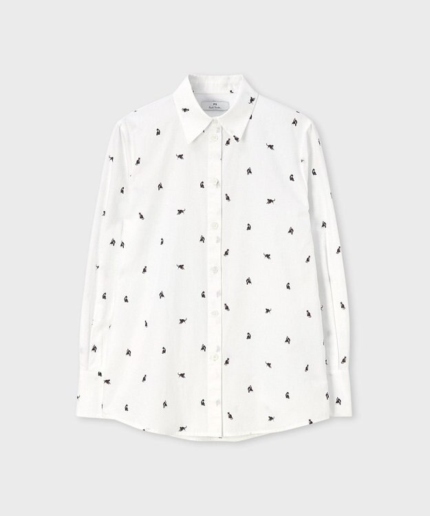 Paul Smith Ditsy Cat コットン シャツ オフホワイト