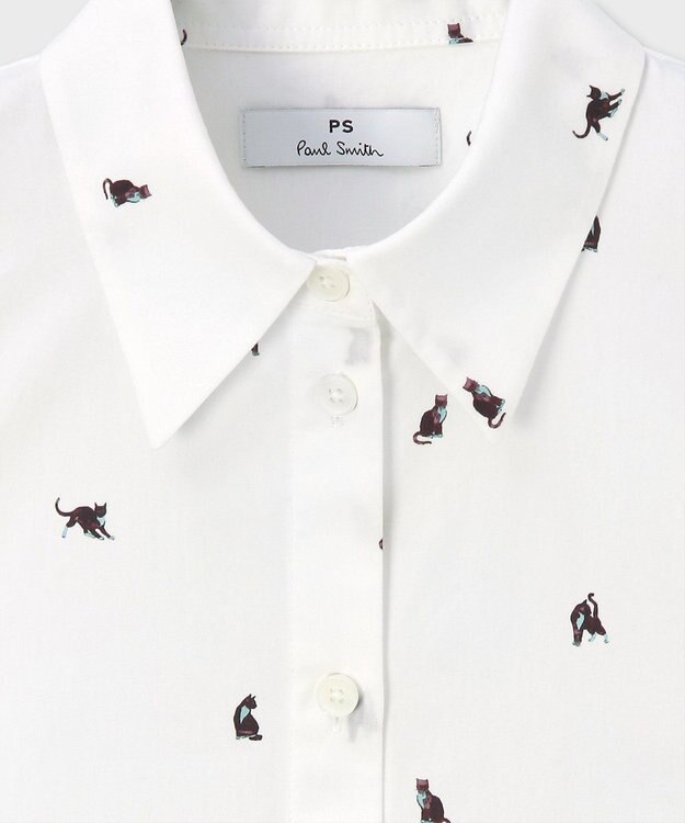 Paul Smith Ditsy Cat コットン シャツ オフホワイト