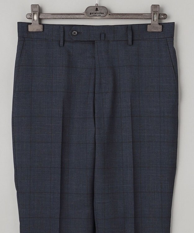 GOTAIRIKU シワになりにくい【御幸毛織/みゆきけおり】DRYSPINNER 平織スーツ_ネイビー格子 ネイビー系×格子