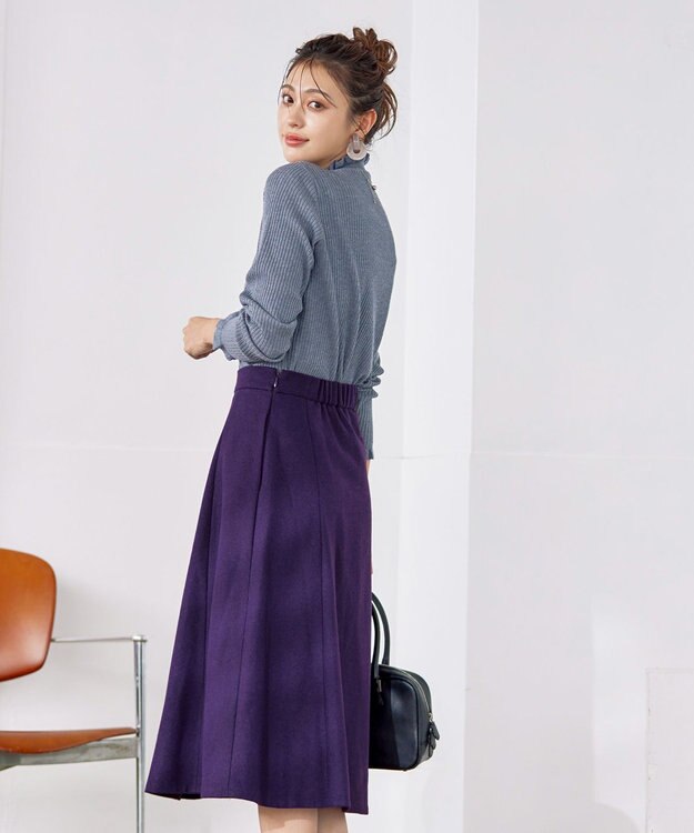 Tiaclasse 【洗える】ウール調フレアスカート パープル
