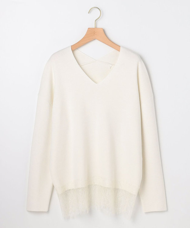 組曲 S レースモチーフニットプルオーバー アイボリー系