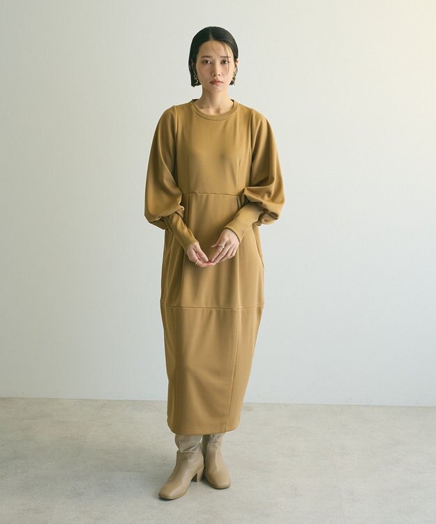 Green Parks ａ．ポンチ袖ボリュームワンピース Beige