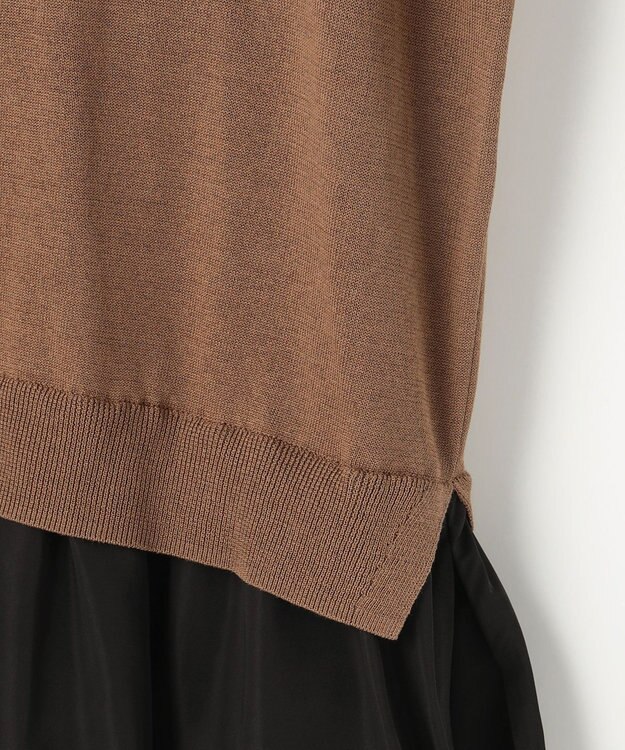 自由区 L 【人気異素材コンビの最新作・前後着用可】タフタコンビ ワンピース ブラウン×ブラック