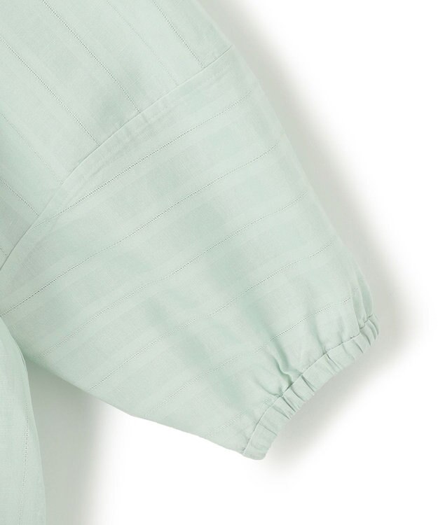 23区 L 【洗える】カラミストライプ パフスリーブ ブラウス ペールグリーン