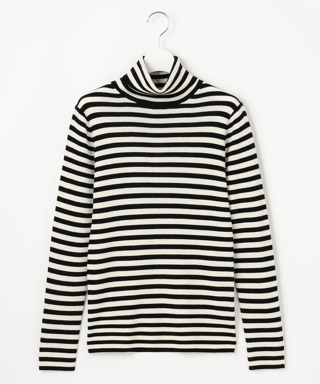 23区 【Oggi1月号/CLASSY.11月号掲載】ウーステッドウール リブタートルネック ニット オフ×ブラック