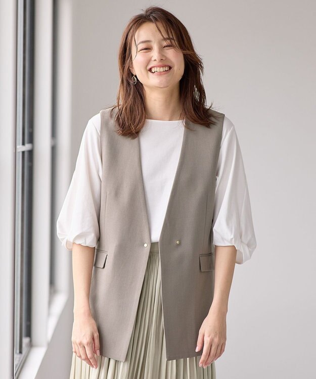 ANY L 【セットアップ可能/ストレッチ】イージーケアジレ モカ