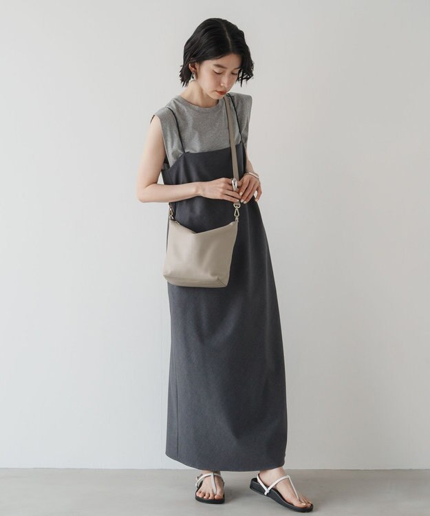 russet ソフトレザーシンプルショルダーバッグ (CE-1328-WEB) GrayBeige