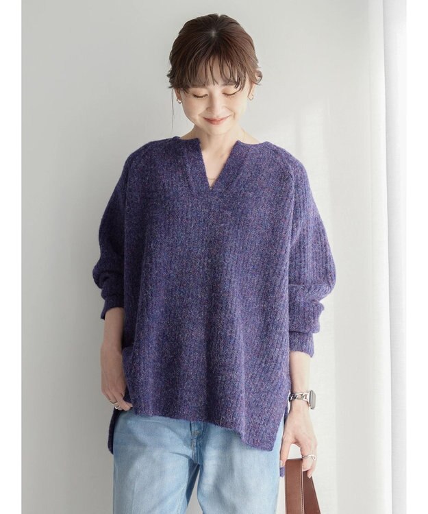 AMERICAN HOLIC ミックスヤーンカフタンニットプルオーバー Purple