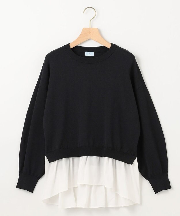 組曲 ストレッチクリアドッキング ニットプルオーバー ブラック系