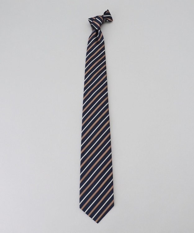 GOTAIRIKU  GOTAIRIKU別注【日本製】シルク ネクタイ_レジメンタル柄 ネイビー×ブラウン×グレー