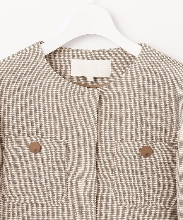 自由区 【洗える】ライトカラミノーカラー ジャケット カーキミックス