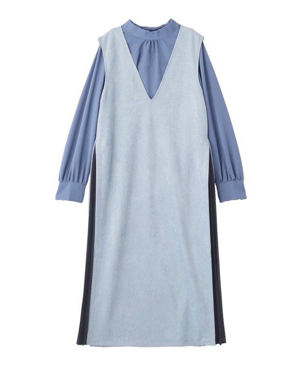 YECCA VECCA 【2点SET】ブラウスセットプリーツMIXジャンスカ Light Blue