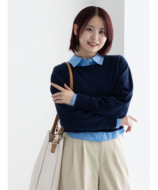 Te chichi コンパクトクルーネックニット【AOYAMA FASHION ASSOCIATION × Te chichi】 ネイビー