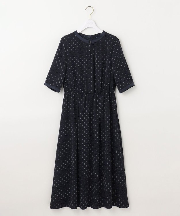 ANY SIS 【洗える】2WAYネック ワンピース ネイビーベース