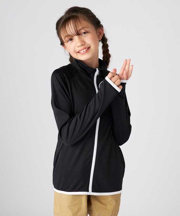 OP／FILA 【Ocean Pacific】フルジップ OPロゴラッシュガード ブラック