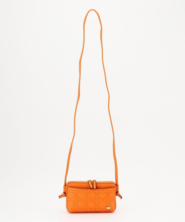 LA BAGAGERIE 【レザー×ステッチ】スクエアマルチポシェット オレンジ