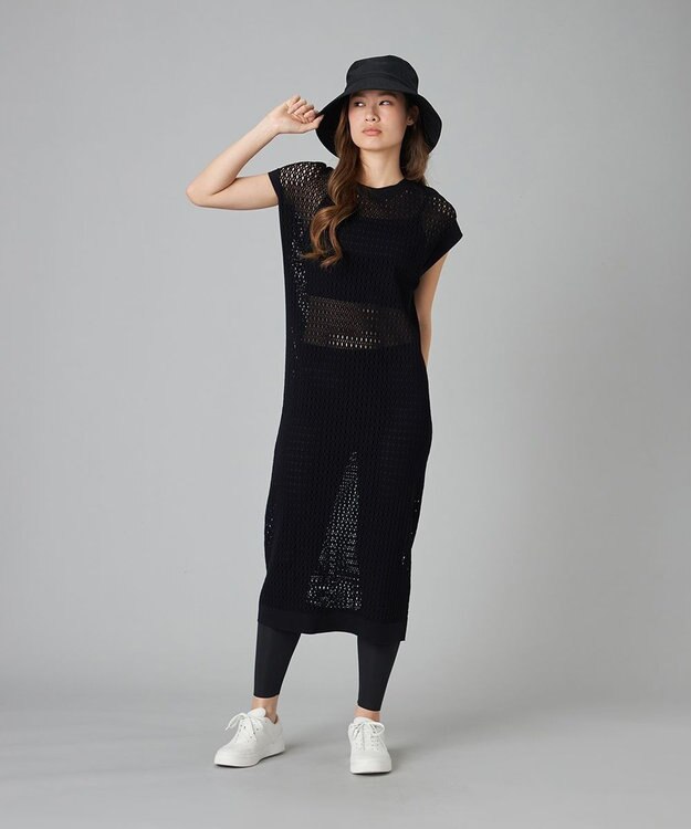 Chacott Chacott BALANCE【ノーソイングニット】メッシュニットワンピース ブラック