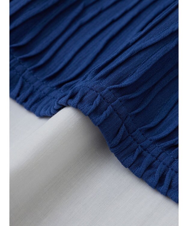 Green Parks カットジャガード裾ドッキングプルオーバー Blue