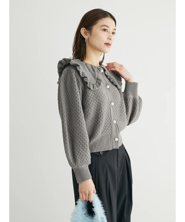 Green Parks ・Ｐｅｔｉｔ　Ｆｌｅｕｒ　ビッグカラーニットカーデ Gray