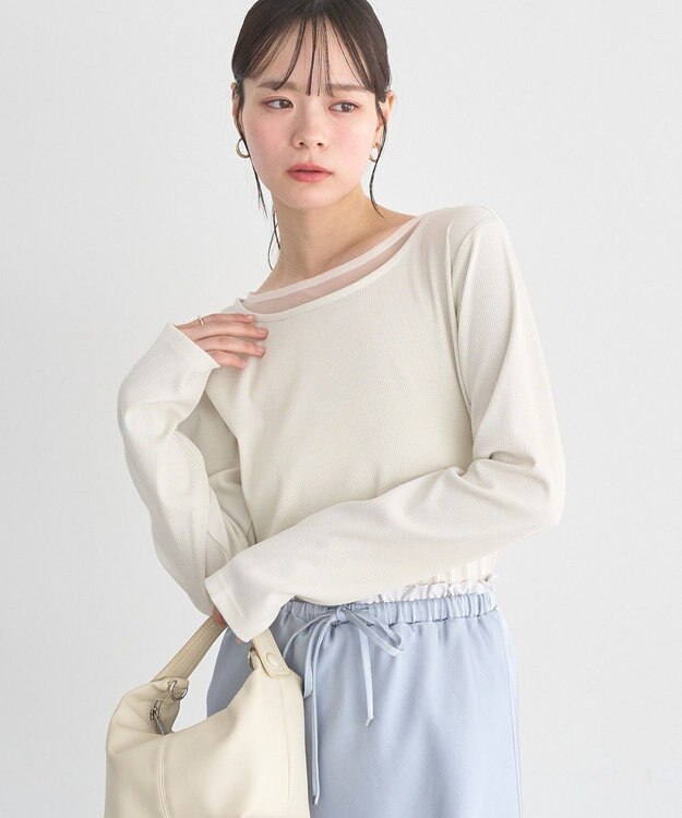 earth music&ecology レイヤード風テレコプルオーバー Ivory