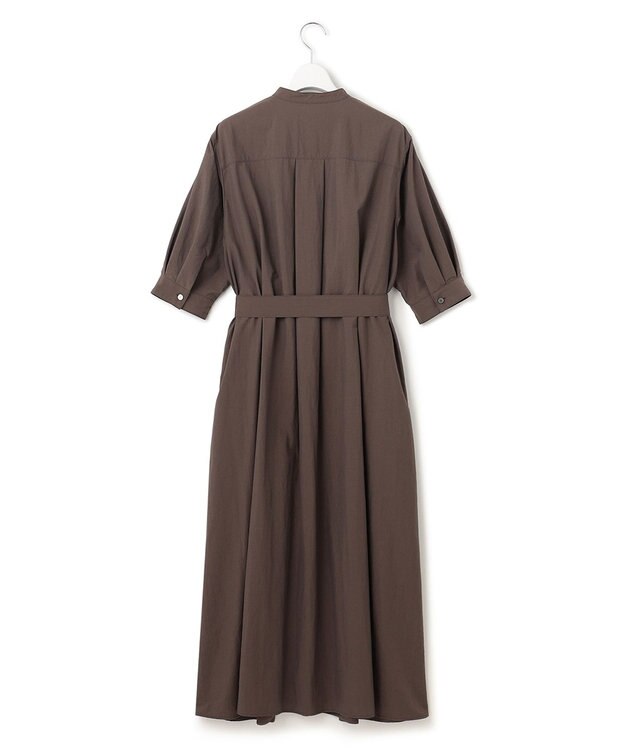 23区 【洗える】マットナイロンタフタ シャツワンピース ブラウン系