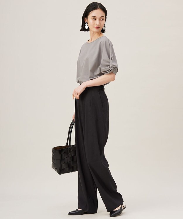 自由区 S 【接触冷感・UVカット・吸水速乾・抗菌防臭・洗える】ハイツイストポンチスリーブディティール カットソー モスグレー