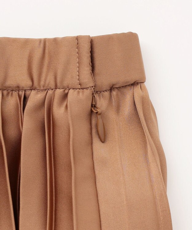 自由区 【洗える】ロイヤルサテン プリーツスカート キャメル系