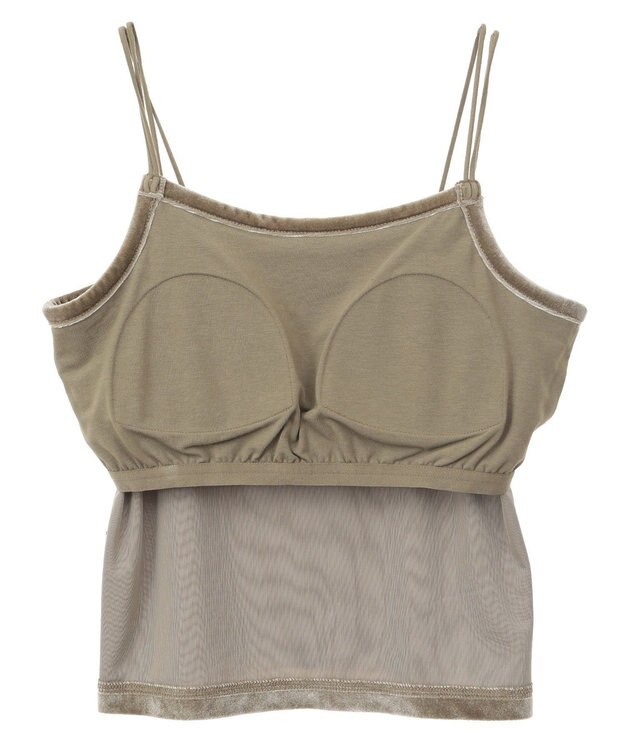 AMERICAN HOLIC カップ付き ベロアショートキャミソール Olive
