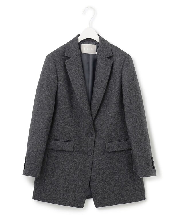 ICB L シックツイード テーラードジャケット ミディアムグレー系