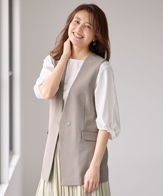 ANY 【セットアップ可能/ストレッチ】イージーケアジレ モカ