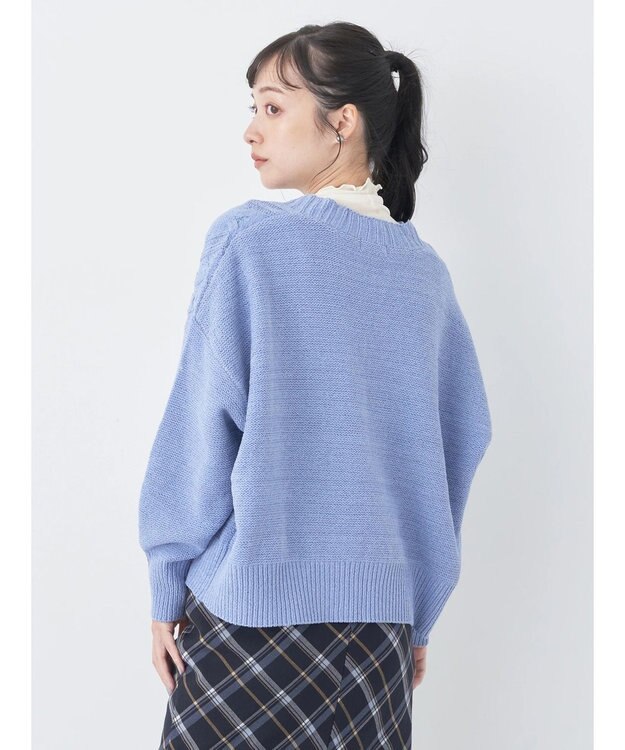 earth music&ecology ベロアモールケーブルカーディガン Blue