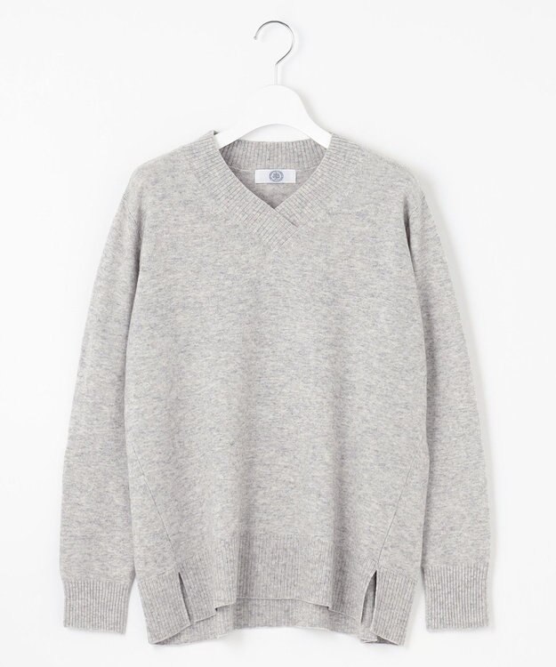 J.PRESS LADIES 【洗える】CASHMERE BLEND Vネック プルオーバーニット トップグレー系