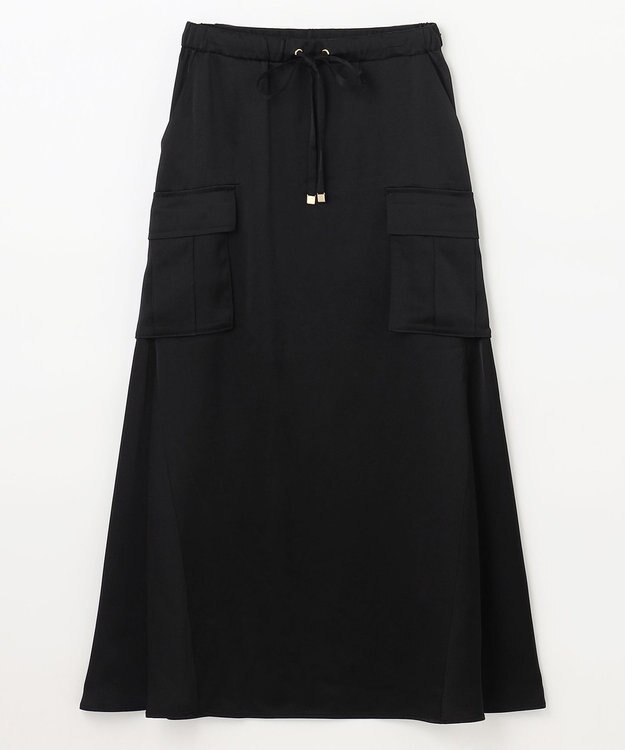 GRACE CONTINENTAL サテンミリタリーロングスカート ブラック